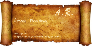 Árvay Roxána névjegykártya